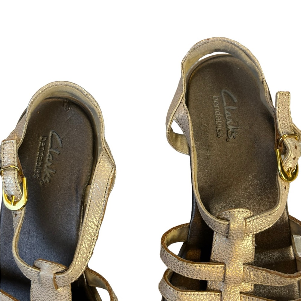 Clark’s Bendables Women’s Gold Strappy Sandal Size 9‎ - Picture 6 of 8